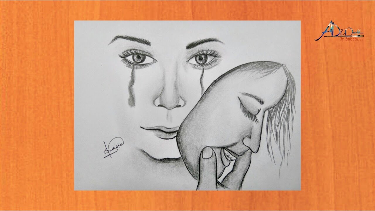 How You Draw Pencil Sketch Sad Girl Crying But Hide In Her Deep Pain Step By Step Video Draw Youtube