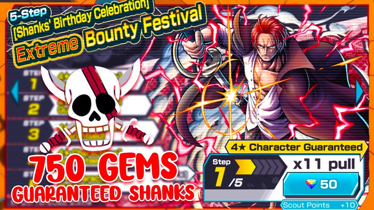 SHANKS BIRTHDAY CELEBRATION BANNER! / 750 GEMS FOR A GUARANTEED / ONE ...