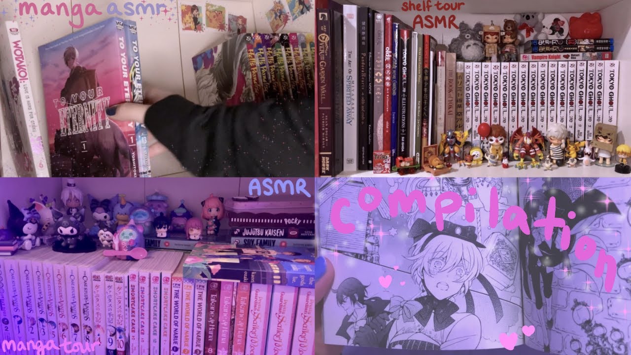 ASMR Full Manga Shelf Tour + Redecoration (whispered, layered sounds ...