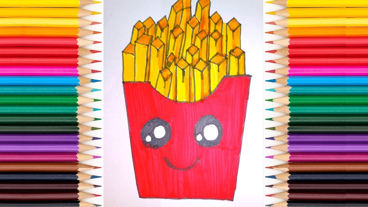 How to draw french fries step by step|French fries drawing & coloring ...