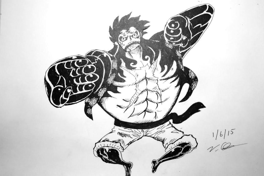 One Piece Luffy Gear 4 Drawing Anime Top Wallpaper