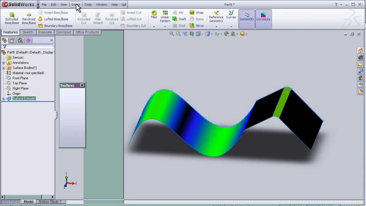 23- SolidWorks Surface TUTORIAL: CURVATURE MEASURE - YouTube