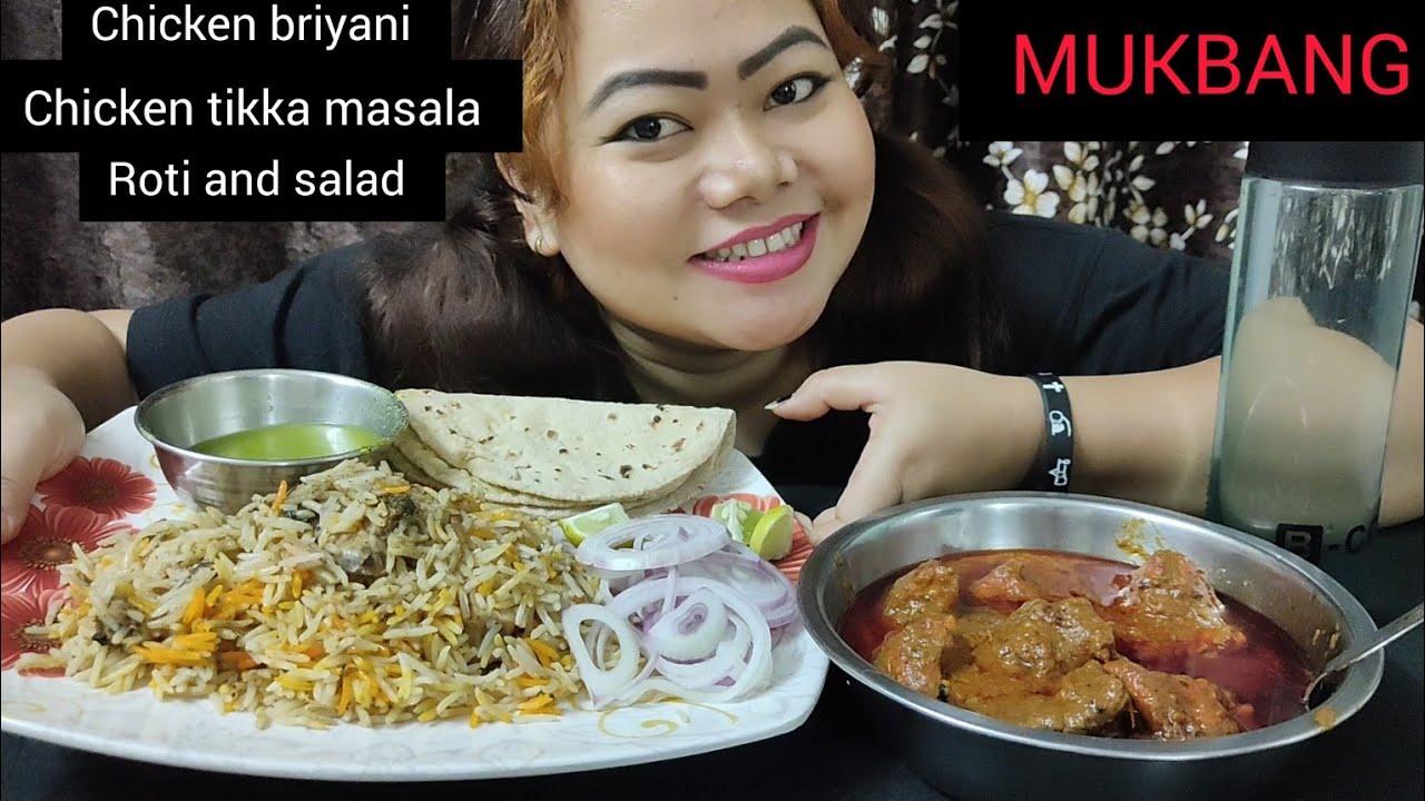 MUKBANG CHICKEN TIKKA MASALA & CHICKEN BIRYANI MANISHA EATS - YouTube