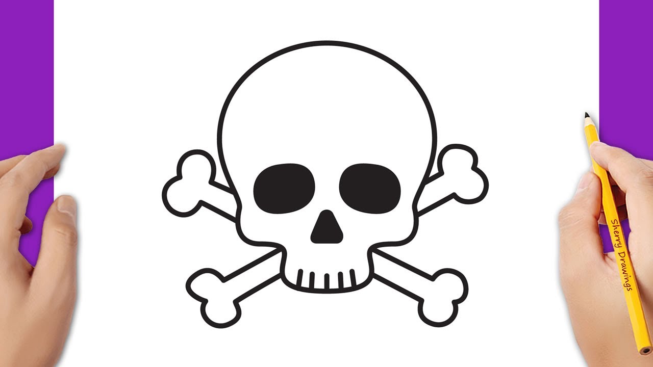 How to draw a skull and crossbones for Halloween - YouTube