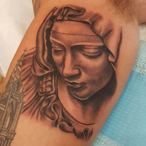 Inner Bicep Religious Tattoos