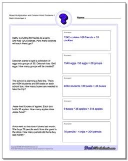 word problems mixed multiplication and division word problems