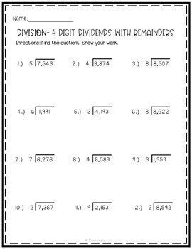 multiplication and division worksheets 4th grade by shayna vohs