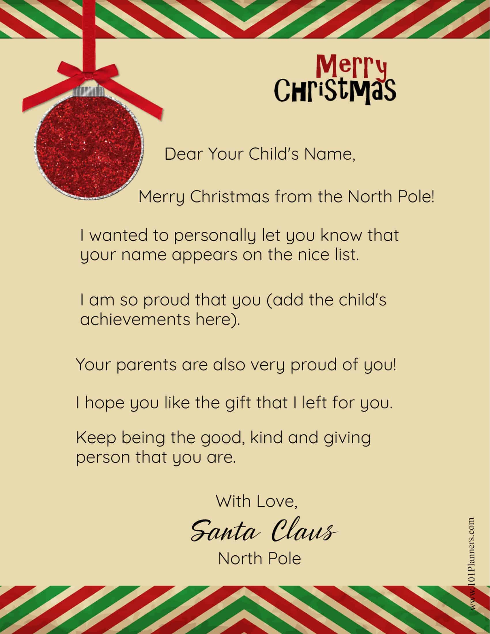 Santa Letter Example For Kids