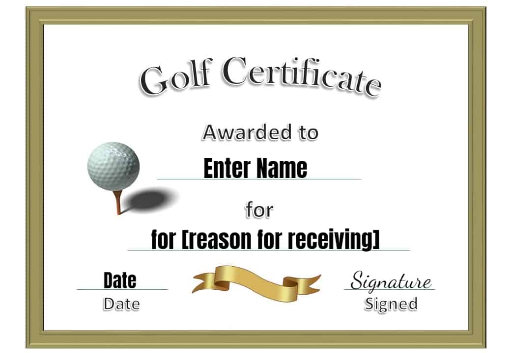 Printable Golf Gift Certificates