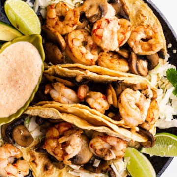 simple shrimp and mushroom tacos