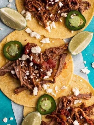 Tri-tip tacos served on corn tortillas.