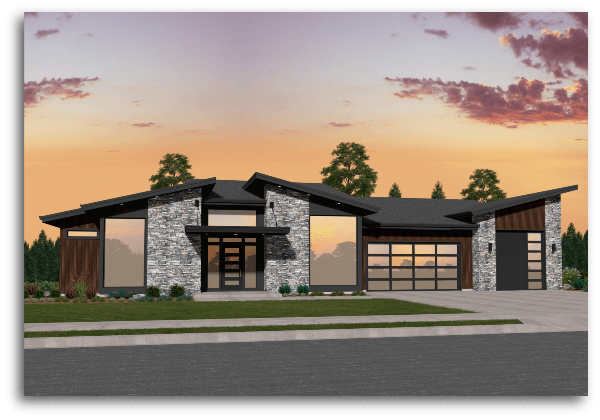 MI6 Modern House Plan One Story Modern House Plans with a Garage