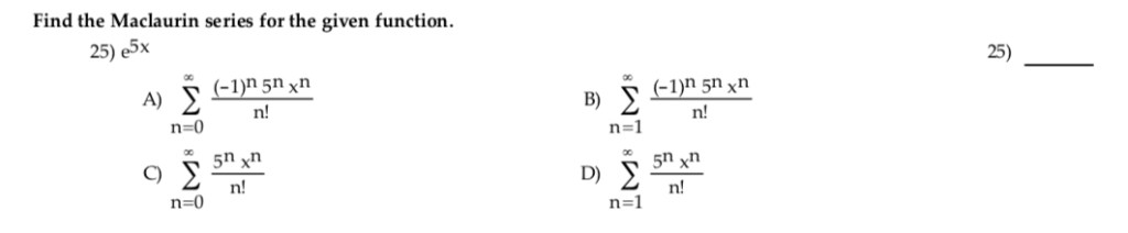 Solved Find The Maclaurin Series For The Given Function.