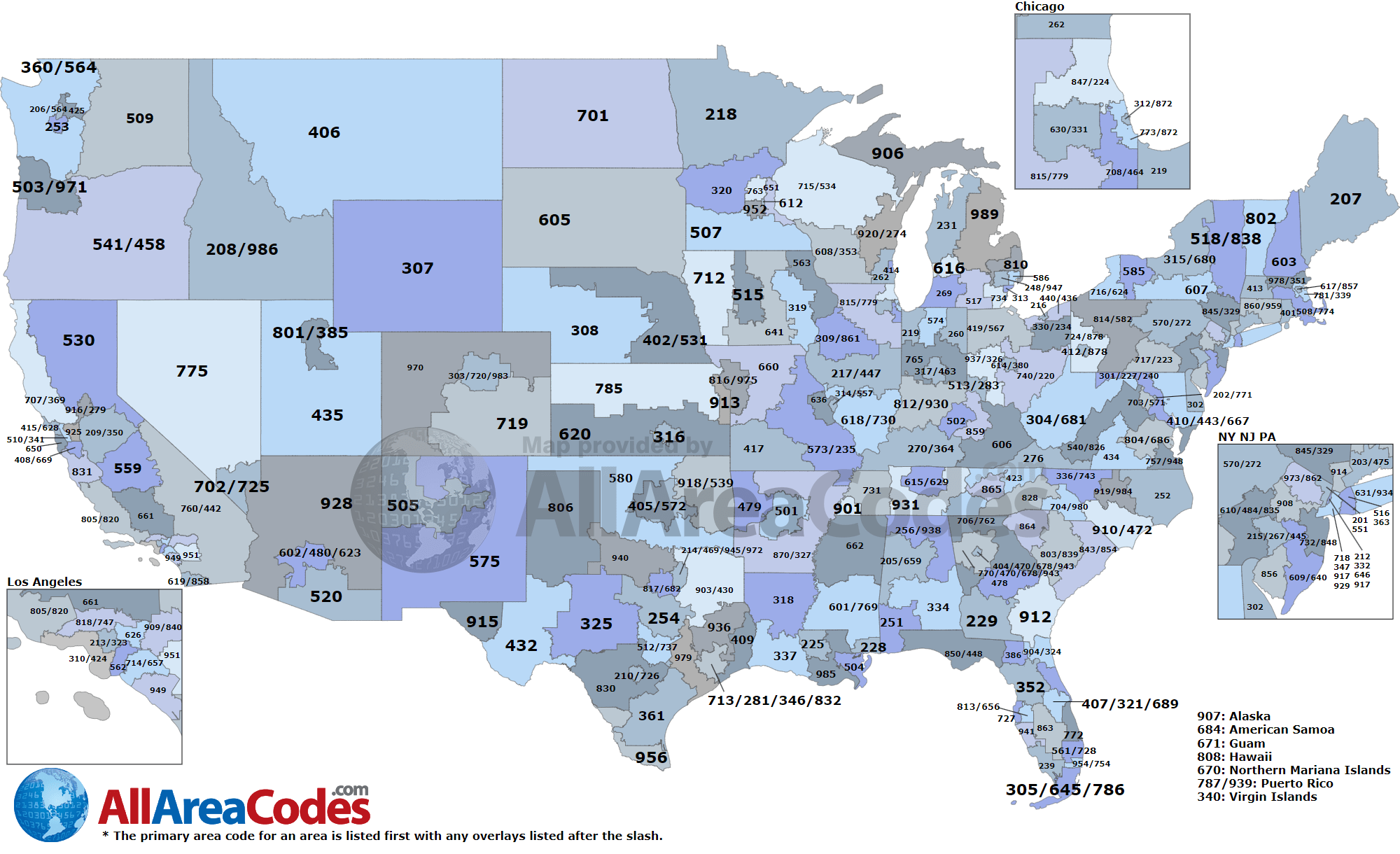 Telephone area code map of US [3500x1919] MapPorn