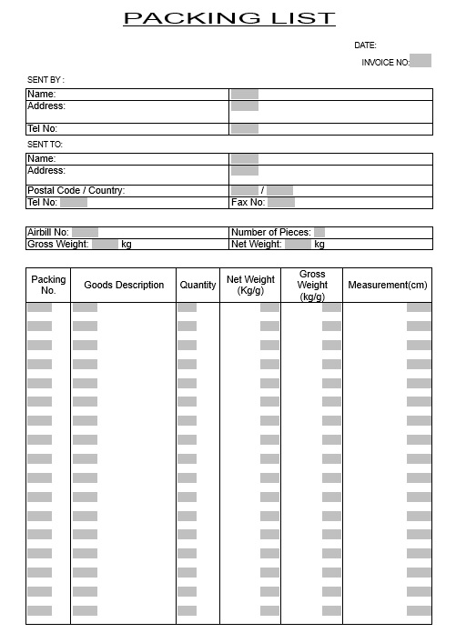 8 Free Sample Shipping Packing List Templates  Printable Samples