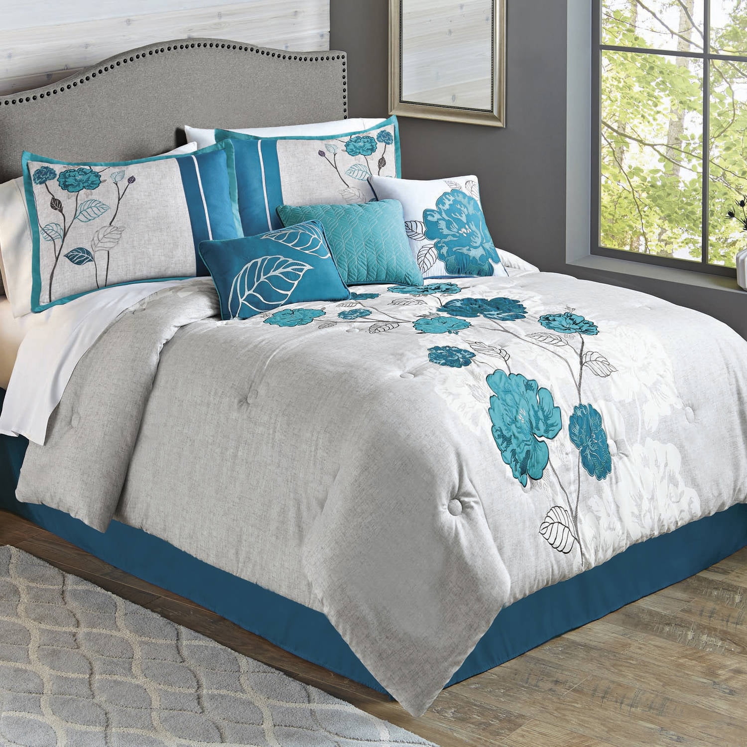 teal bedding sets queen