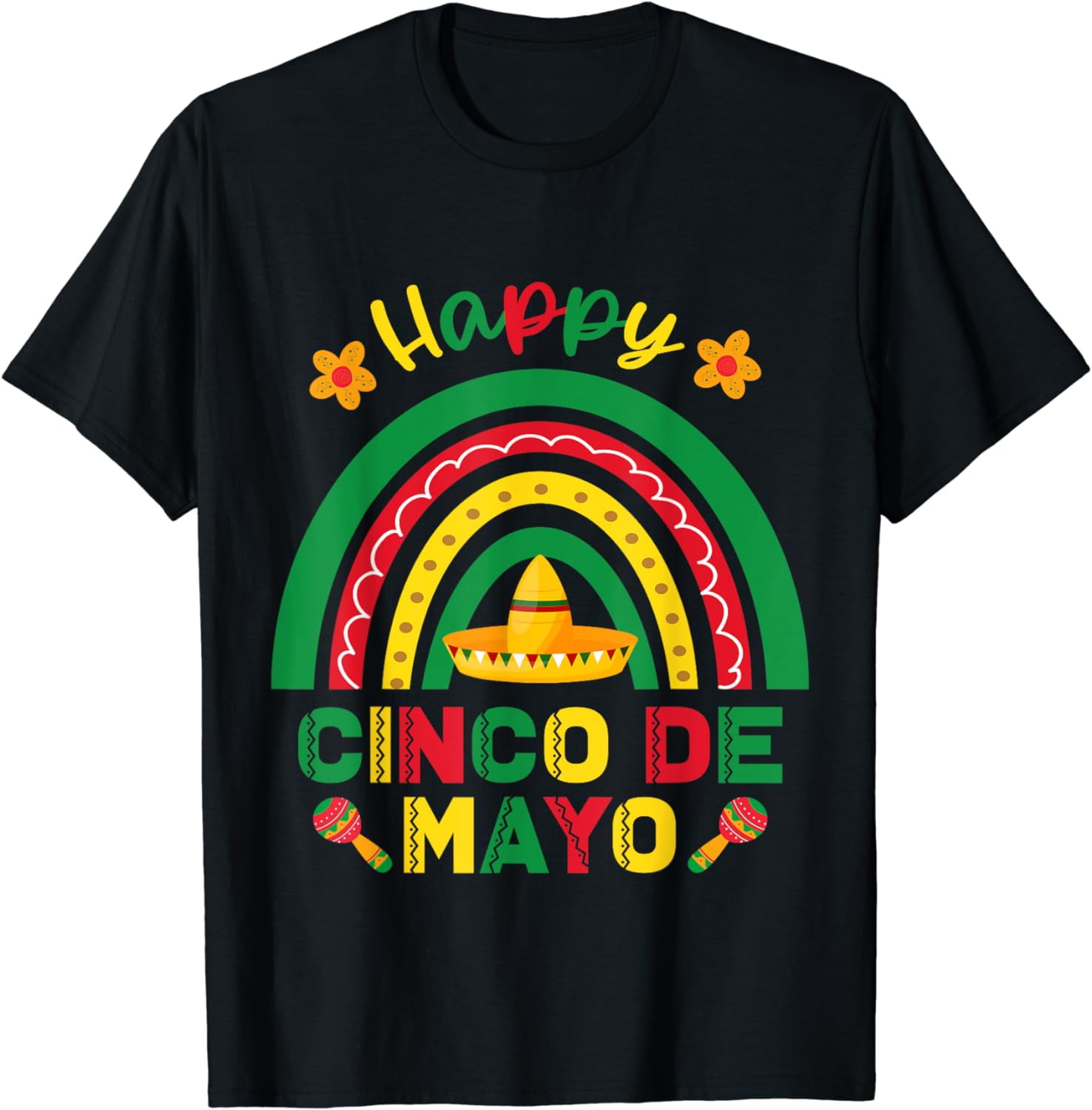 100% Cotton Happy Cinco De Mayo Shirt 5 de Mayo Mexico Rainbow T-Shirt ...