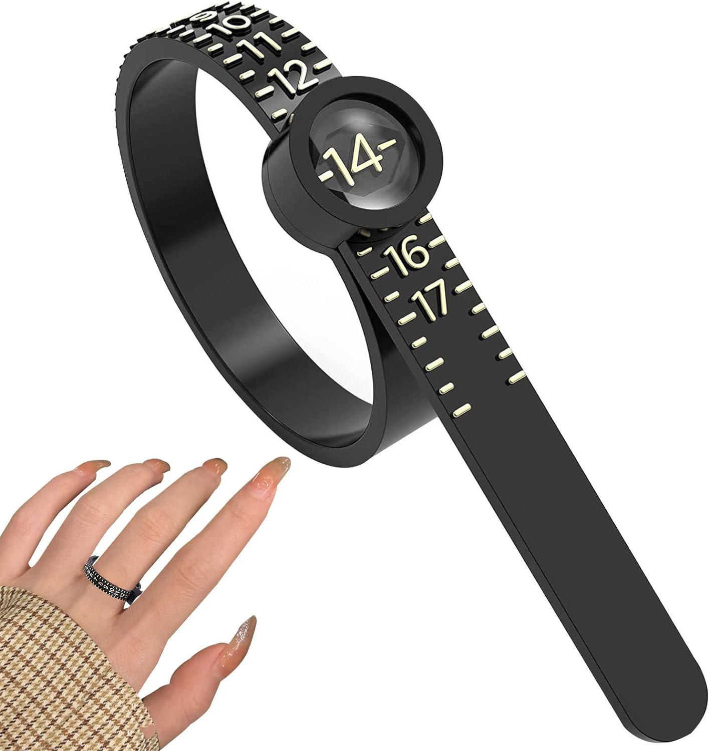 Ring Sizer Ruler | Ring Sizer Measuring Set with Magnified Glass ... image.