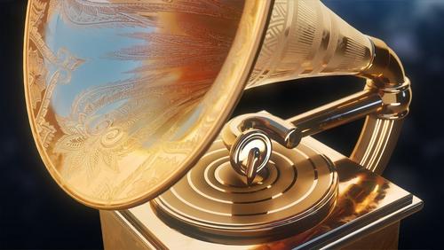 A close-up graphic of a GRAMMY Award trophy