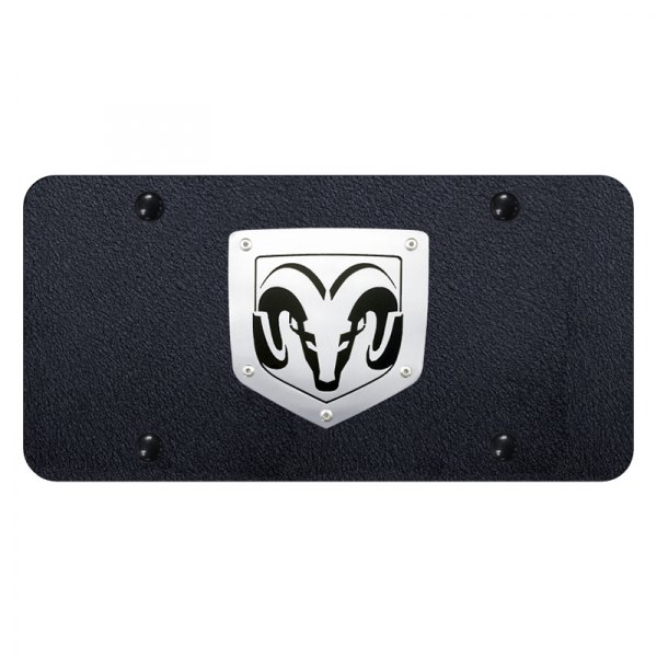 Autogold® RAM.2.SRB - Rugged Black License Plate with 3D Brushed Ram Emblem