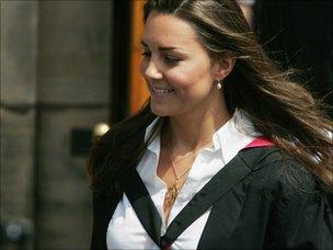 Kate Middleton leaves Younger Hall after her graduation ceremony, June 23, 2005 in St Andrews, Scotland