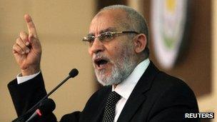 Egyptian Islamic leader Mohamed Badie in Khartoum, November 15, 2012