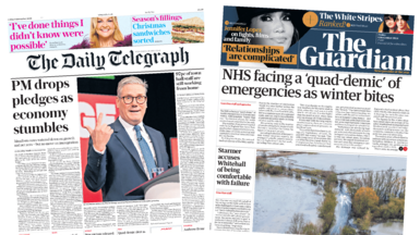 Daily Telegraph and Guardian front pages