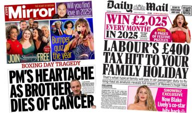 Front pages of Daily Mirror and Daily Mail