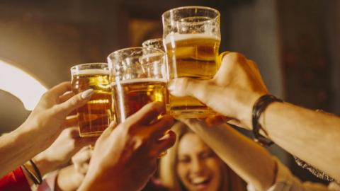 Young people enjoying a beer festival