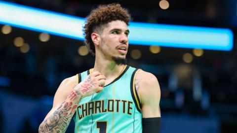 LaMelo Ball during the Charlotte Hornets' victory over the Milwaukee Bucks on 16 November