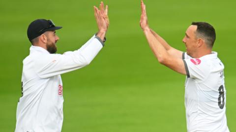 Kyle Abbott celebrates wicket