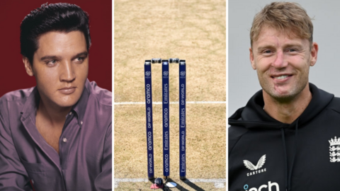 Graphic showing Elvis Presley, cricket stumps and Andrew Flintoff