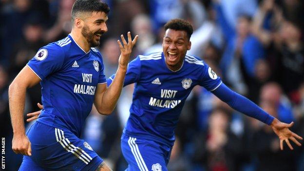 Callum Paterson celebrates scoring for Cardiff