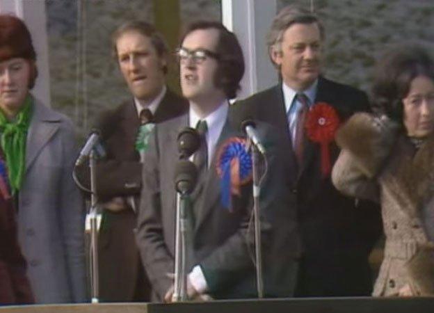 Liberal Alan Beith flanked by Labour's Gordon Adam and Tory John Hardie