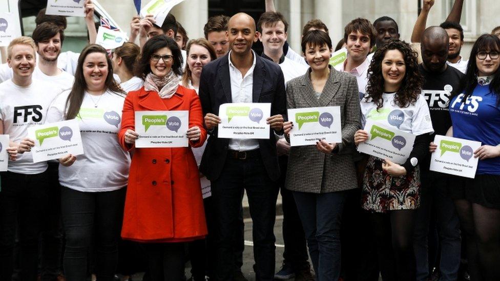 Layla Moran, Chuka Umunna and Caroline Lucas