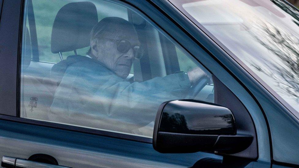 Duke of Edinburgh driving near Sandringham on 19 January 2019