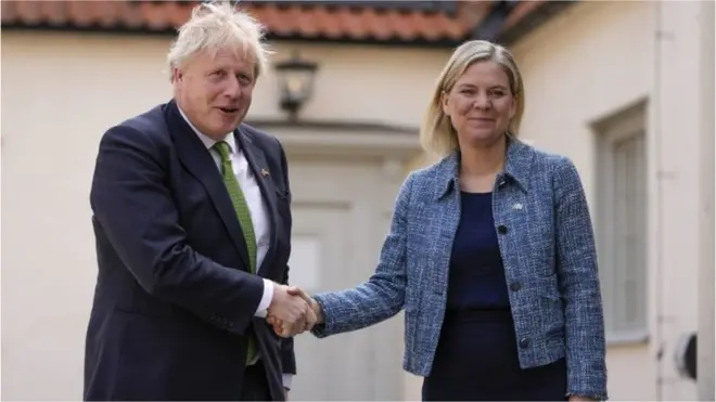 Boris Johnson and Magdalena Andersson met at the Swedish PM's in country retreat in Harpsund, Sweden