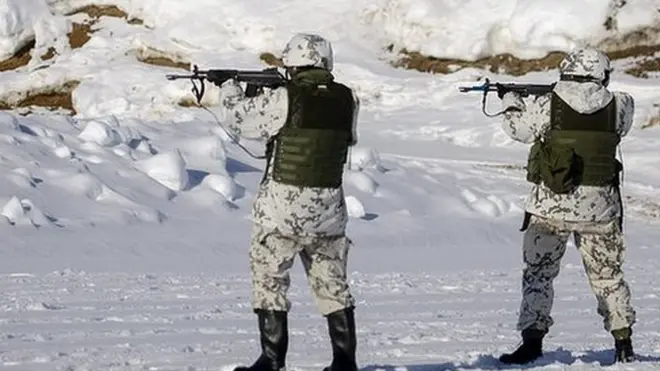 Reservists of the Karelia Brigade at a shooting practice during the Etelä-Karjala 22 (South Karelia 22) local defence exercise in Taipalsaari near Lappeenranta and close to the border with Russia, south-eastern Finland