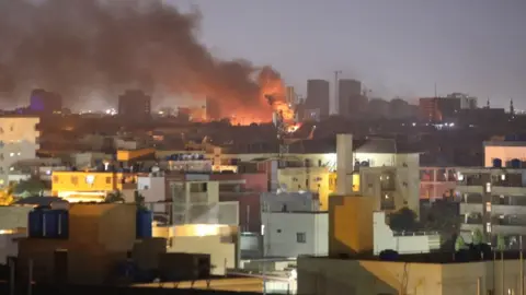 Getty Images Flames and smoke on the horizon