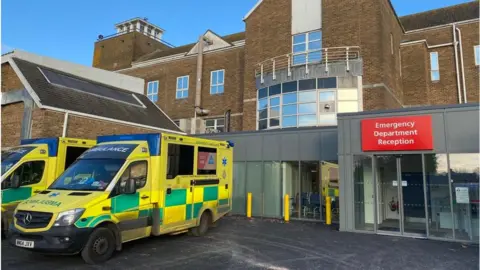 Dorset County Hospital NHS Trust ambulances at emergency department