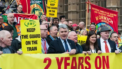 Getty Images Former RMT general secretary Mick Cash at a rail strike