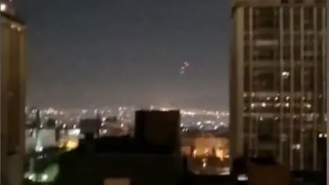 Projectiles in sky over Tehran