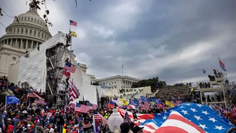 Rioters at the US Capitol on 6 January, 2021