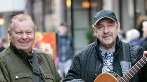 The Fureys.com Eddie and George Furey busked in Belfast city centre ahead of their most recent NI shows