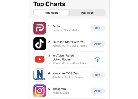 Apple Parler in Apple charts