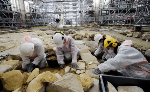 AFP Archaeologists carrying out major excavation work at the Notre-Dame cathedral