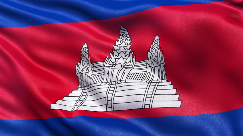 Cambodia Flag Waving In The Wind. Looping Sun Rises Style. Animation ...