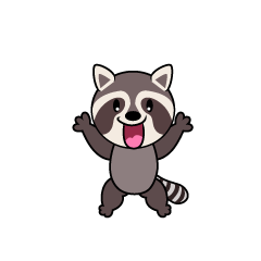 驚くアライグマキャラ