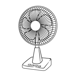 コンパクトな扇風機（白黒）