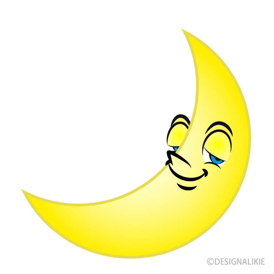 Relaxing Moon Cartoon Free PNG Image｜Illustoon